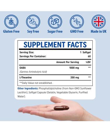 Liposomal GABA with L-Theanine 1200mg - 2 Pack High Bioavailable GABA Supplements 120 Capsules for Adults 60 Count (Pack of 2) - Buy Online on GoSupps.com
