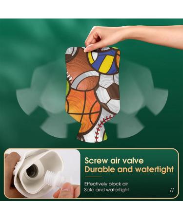 Hot Water Bottle with Lid - Sports Balls Design for Pain Relief Cramps & Foot Warmer | Rubber Hot Water Bag for Hot and Cold Therapy - Buy Online on GoSupps.com