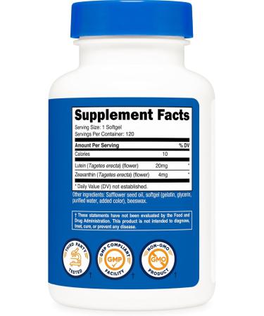 Nutricost Zeaxanthin with Lutein 20mg 120 Softgels - Potent Non-GMO Gluten Free (Pack of 2) - Buy Online on GoSupps.com
