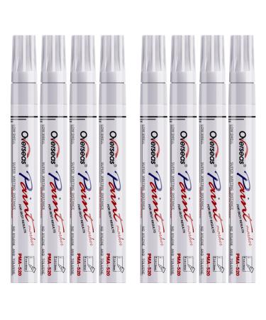Paint Pens Paint Markers - White Permanent Markers 8 Pack Oil Based Waterproof Quick Dry Medium Tip Marker Pen for Metal Wood Fabric Plastic Rock Stone Mugs Canvas Glass Art Craft