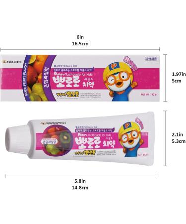 Pororo Kids Whitening Sensitive Toothpaste - Cavity Protection Low Fluoride Oral Care with 4 Fruit Flavors Improving Gum Health Removing Plaque to Strengthen Enamel 90g/3.17 Oz (Pineapple - 4packs) - Buy Online on GoSupps.com