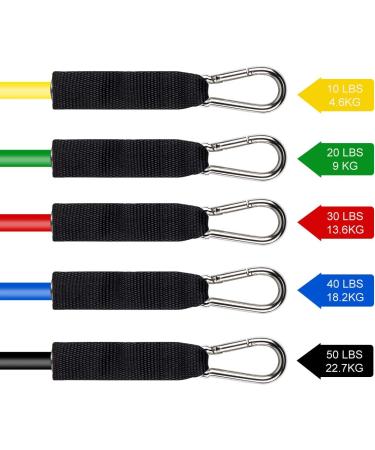 Premium Resistance Bands Set - 5 Stackable Exercise Bands Loop Bands Core Sliders & Accessories for Complete Workouts - International Shipping Available - Buy Online on GoSupps.com