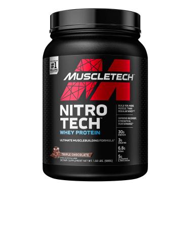 Whey Protein Powder | MuscleTech Nitro-Tech Whey Protein Isolate & Peptides | Protein + Creatine for Muscle Gain | Muscle Builder for Men & Women | Sports Nutrition | Chocolate, 1.5 lb (15 Servings) Chocolate 1.5 Pound (Pa…