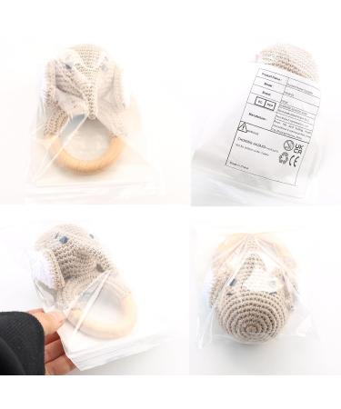 Yieur Crocheted Gray Elephant Baby Assel - Handmade Wooden Gripping Ring & Toy Gift for Infants - Ideal for Boys & Girls - Buy Online on GoSupps.com