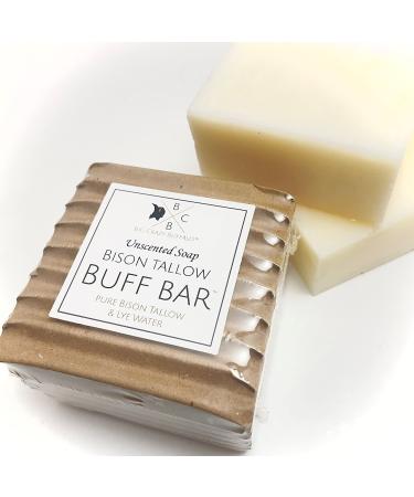 Big Crazy Buffalo Pure Bison Tallow Soap Unscented (2 pack) - Cleans Moisturizing Non-Habit Forming Soothes Hydration Pure and Natural No Dyes No Chemicals No Fragrances No Preservatives Unscented 1 Count (Pac...