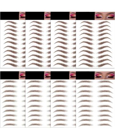 Eyebrow Tattoo Stickers 84 Pairs  8 Sheets Eyebrow Temporary Tattoo Peel Off Sticker Waterproof 4D Hair-Like False Instant Transfer False Brows Makeup for Women  Girls | Natural Strokes  Shaping Brown Stylish