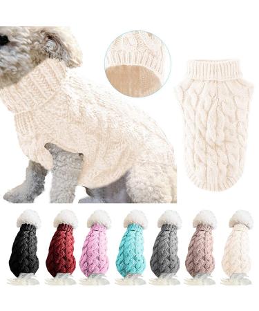 Tower collar knitting sweater for pets winter warmer thick sweater knitting goods crochet coat clothing for small medium-sized and large dogs puppies cats (S white) S white