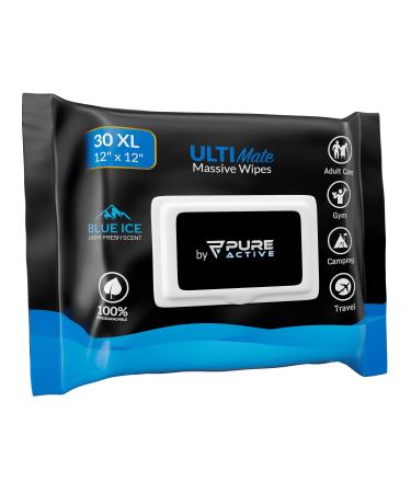 Body Wipes For Men  30 Extra Large Body Wipes for Camping 12"x12" Body Wipes After Workout - Deodorizing Mens Shower Wipes In Travel - Extra Thick Face Wipes - Shower Wipes For Men Adult Bathing 30 Count (Pack of 1) 30 Wipes 12 Inchx12 Inch