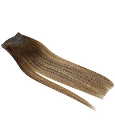 Vesunny 70g Ponytail Extension Human Hair 16 Inch Dark Brown Ombre Caramel Blonde #bala 4/27/4 - Buy Online on GoSupps.com