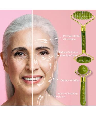 Buy Natural Jade Roller & Gua Sha Set - Facial Massage Tools for Skin Care Fine Lines Relief & Muscle Relaxation | International Shipping Available - Buy Online on GoSupps.com