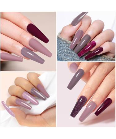 Yueshop Gel Nail Polishes Set - 6 Colours: Brown, Burgundy, Red, Nude, Pink, Glitter - Soak Off UV LED Nail Lamp Kit for Store or Daily DIY Use (8ml) - Buy Online on GoSupps.com