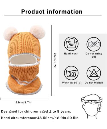 Crazy Bean Kids 3-in-1 Winter Hat and Scarf Set - Yellow Toddler Knitted Beanie for Boys and Girls - Buy Online on GoSupps.com