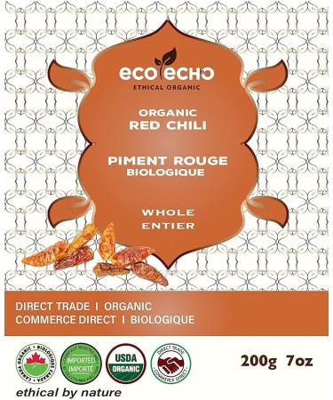 EcoEcho Organic Whole Red Chili W/O Stem - Thai Bird's Eye - 200g / 7oz - Buy Online on GoSupps.com