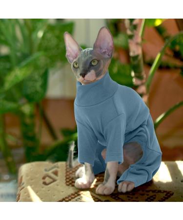 Hjyokuso Sphynx Cat Clothing | Breathable Soft Sweater & Cat Shirt for Sphynx Cornish Rex Devon Rex Peterbald - XS Blue - Buy Online on GoSupps.com