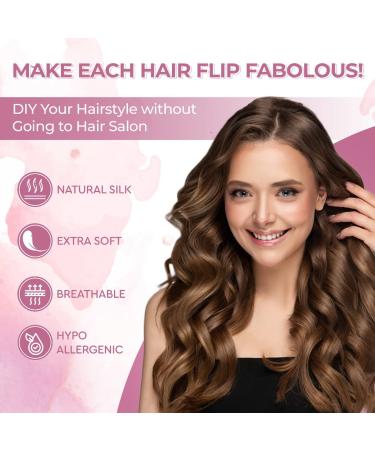 Silk Curling Ribbon Rods for Long Hair - Heatless Hair Curler with Hair Claw Clip - DIY Styling Tool for Natural Hair (Pink) - Buy Online on GoSupps.com