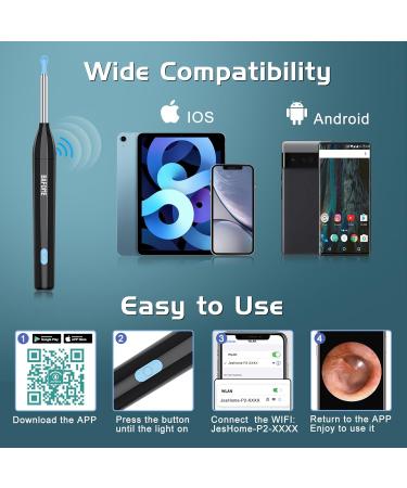 Buy Ear Wax Removal Kit with Camera - 1920HD Ear Cleaner Tool for iOS & Android | Built-in WiFi 6 Ear Pickers - Black - Buy Online on GoSupps.com