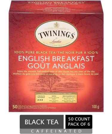 Twinings Classic English Breakfast Individually Wrapped Tea Bags | Caffeinated Smooth Flavourful Robust | 50 Count (Pack of 6) English Breakfast 50 Count (Pack of 6) - Buy Online on GoSupps.com