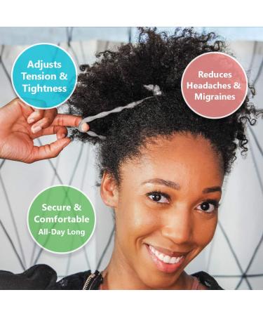 Bunzee Bands - Adjustable Satin Hairbands for Thick Hair - Black (2 Count) - Buy Online on GoSupps.com