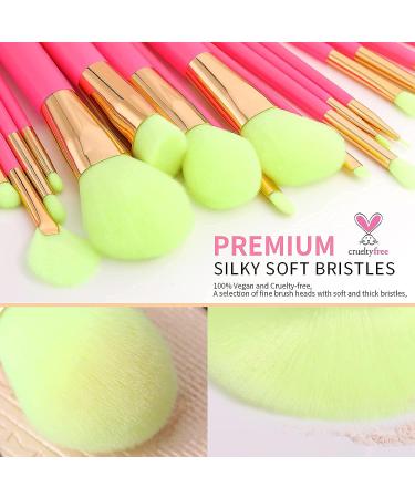 Docolor 18 Pcs Neon Pink Makeup Brushes Set - Professional Synthetic Cruelty-Free Brushes for Foundation, Powder, Blending, and More - Easy to Clean - Buy Online on GoSupps.com