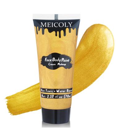MEICOLY Cream Metallic Gold Face Body Paint 2.37Oz Large Tube Water Based Full Body Paint for Adults and Children Professional Gold Face Paint for Halloween Stage SFX Special Effects Cosplay Makeup