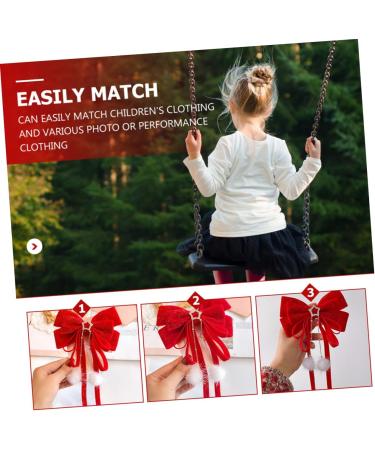 MAGICLULU 1pc Hair Accessories Girl Hair Clips Satin Hairpin Barrettes for Hair Christmas Bow Hairpin Satin Hair Clips Bowknot Hair Clips Tiara Bow Tie Ribbon Red Flocking Child - Buy Online on GoSupps.com