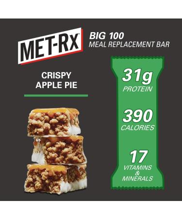 MET-Rx Big 100 Crispy Apple Pie Meal Replacement Bars - 9 Pack (3.52 oz Each) - Buy Online on GoSupps.com