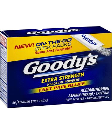 Goody's Extra Strength Headache Powder 50ct - Fast Pain Relief Formula - Buy Online on GoSupps.com