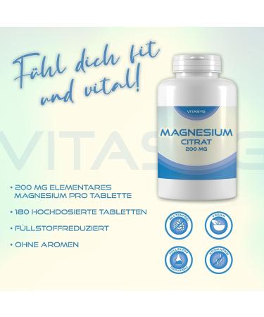  Vitasyg Vitasyg Magnesium Citrate 200 mg 180 tablets 6-month supply 200 mg of genuine magnesium (from - Buy Online on GoSupps.com