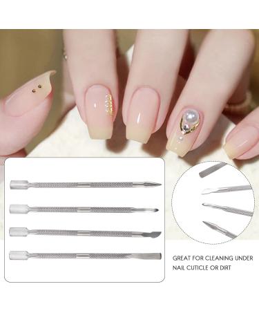 Cuticle Pusher UV Tool Nail Art Cuticle Trimmer (4 Pieces Silver) - Buy Online on GoSupps.com