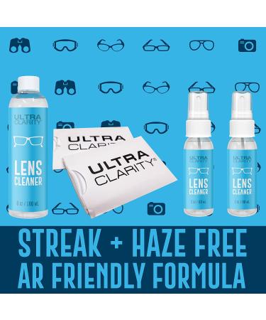 ULTRA CLARITY Eyeglass Lens Cleaning Spray Value Pack - 10oz Spray, 2 Microfiber Cloths - Professional Grade 5pc Kit - Buy Online on GoSupps.com