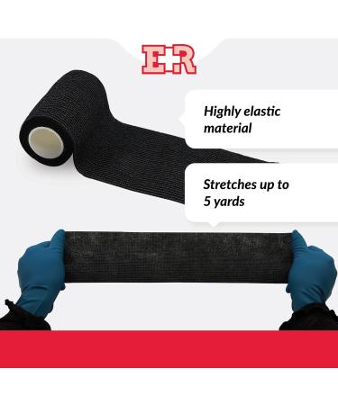 Self Adherent Cohesive Bandages 4x5 Yards, 12-Pack Black - Ever Ready First Aid - Buy Online on GoSupps.com