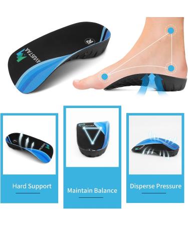 High Arch Support Insoles 3/4 Orthotic Inserts for Flat Feet Plantar Fasciitis Relief | Overpronation Running Shoe Insoles for Men & Women - Black/Blue (L Men 9-11 Women 10-12) - Buy Online on GoSupps.com