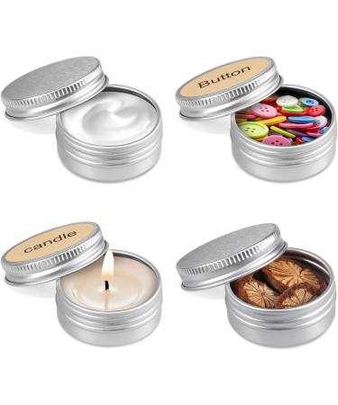 Pamiyo 24-Piece Set Aluminum Empty Jars - 5ml Metal Cans with Screw Cap for Lip Balm Creams Cosmetics & Mini Candles - Includes 2 Round Stickers (Silver) - Buy Online on GoSupps.com