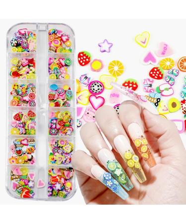 3D Fruit Nail Art Slices - 12 Grids Glitters for Summer Designs - Banana Lemon Strawberry Cherry Watermelon - DIY Manicure Supplies - Buy Online on GoSupps.com