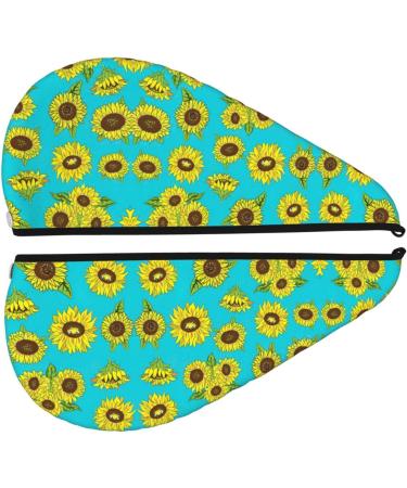 Sunflowers Pattern Coral Velvet Dry Hair Cap | Ideal for Home Travel Pool Parties & Beaches - Buy Online on GoSupps.com