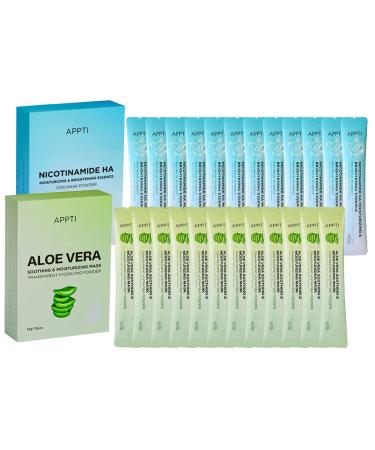 VolksRose Aloe Vera Soothing&Moisturizing Professional Peel-off Hydro Facial Mask Powder+Moisturizing Essence Deep Moisturizing&Cleaning Smooth& Delicate for Dullness Sun/Environmental Damage Skin