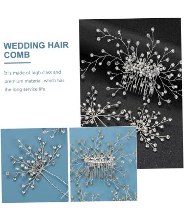 minkissy 4 Sets Bridal Headwear Diamond Headpiece Wedding Hair Decoration U- Shaped Hair Pin for Bride Pearl Hair Accessories Pearl Tiara Rhinestones Bridesmaid European and American Comb - Buy Online on GoSupps.com