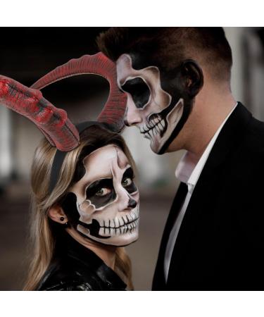 minkissy Demon Horn Headband Devil Headband Devil Horn Hair Hoop Carnival Headdress Prop Devil Cosplay Costume Dark Red - Buy Online on GoSupps.com