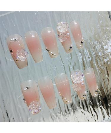Press on Nails Trapezoid Long Fake Nails 24Pcs Shiny False fingernail with Self-Adhesive Jelly Nail Glue Tabs Press On False Nails - Buy Online on GoSupps.com