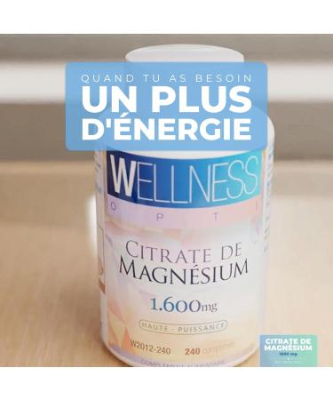 WELLNESS OPTI Magnesium Citrate 1600 mg High Absorption Supplement of 240 tablets for complete well-being daily energy intake and nutritional balance. - Buy Online on GoSupps.com
