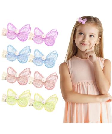 Arqumi Butterfly Hair Clips 8PCS Colorful Butterfly Clips Cute Hair Clip for Girls Teens Women Hair Accessories Double-Layer-8PCS 4Colours 1