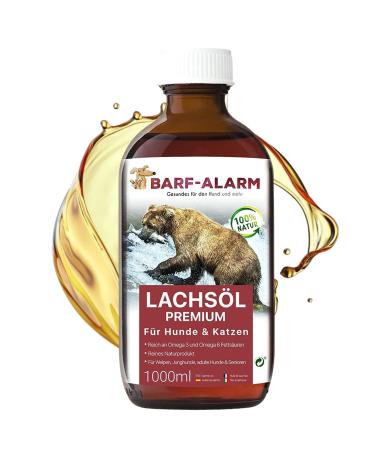 Barf alarm Premium salmon oil for dogs 1 liter with Omega 3 and Omega 6 fatty acids-fish oil for the dog & cat-Barf salmon for puppies adult seniors cats & sports dogs - Buy Online on GoSupps.com
