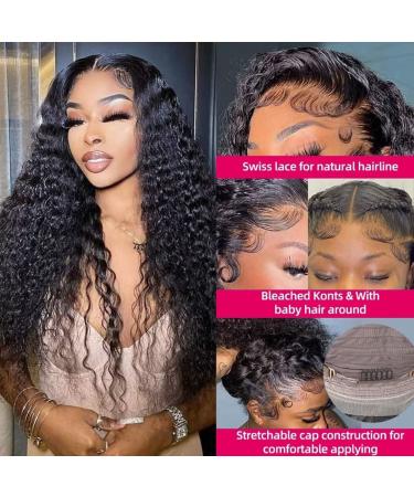 Daules 5x5 HD Lace Closure Wig Deep Wave 24 Inch - 100% Virgin Human Hair, Free Part, Pre Plucked, 180% Density - Natural Black Color for Women - Buy Online on GoSupps.com