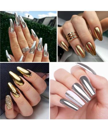 Metallic Mirror Nail Powder Set - 6 Color Chrome Pigment for Holographic Red Nails - Silver & Rose Gold Gift for Women - Buy Online on GoSupps.com