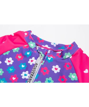 BONVERANO Baby Girls Swimsuit | Full-Length Zipper One Piece Swimwear | UPF 50+ Sun Protection | Purple | 6-9 Months - Buy Online on GoSupps.com
