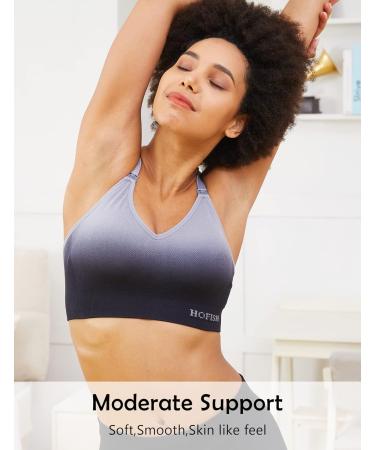 HOFISH Seamless Nursing Sports Bra XL Black-grey | Medium Impact Racerback Maternity Padded Breastfeeding Support Bra - Buy Online on GoSupps.com