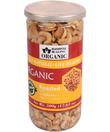 Blessfull Healing Organic Natural Vegan Fiery Hot Roasted Halves/Pieces Cashew Nuts Crunchy Kaju 500 Gram - Buy Online on GoSupps.com