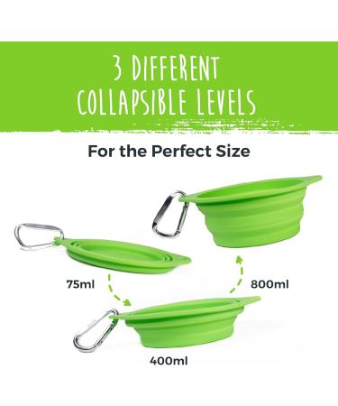 Mighty Paw Foldable Dog Bowl Set | 2-Piece Silicone Travel Bowl (Green) - Light Leak-Proof Large Capacity for International Orders - Buy Online on GoSupps.com