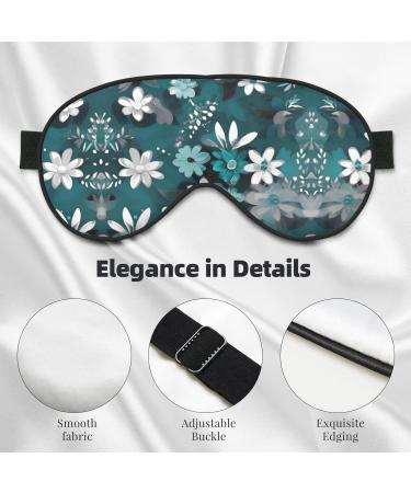 Teal Grey & White Floral Eye Mask - Soft Adjustable Sleep Mask for Men & Women | Nighttime Comfort - Buy Online on GoSupps.com