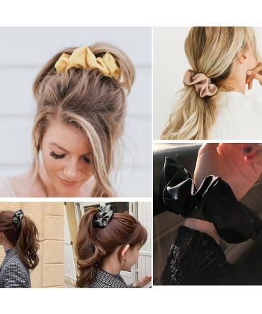 12 PCs Silk Satin Hair Gum Scrunchie Set - Colorful Monochrome Traceless Hair Ties for Women & Girls | Perfect Pferdeschwanz Holders - Buy Online on GoSupps.com